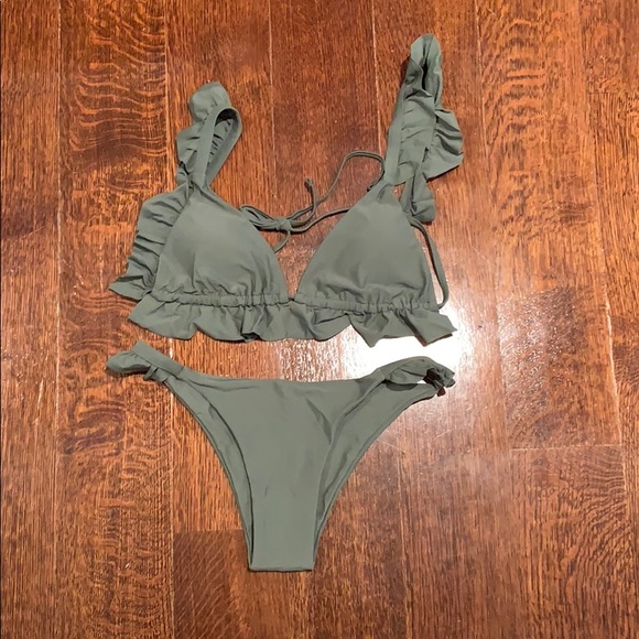 Other - green ruffle bikini